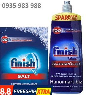 Bộ Muối rửa bát Finish 1.5kg+Nước làm bóng finish 1150ml (NK EU )