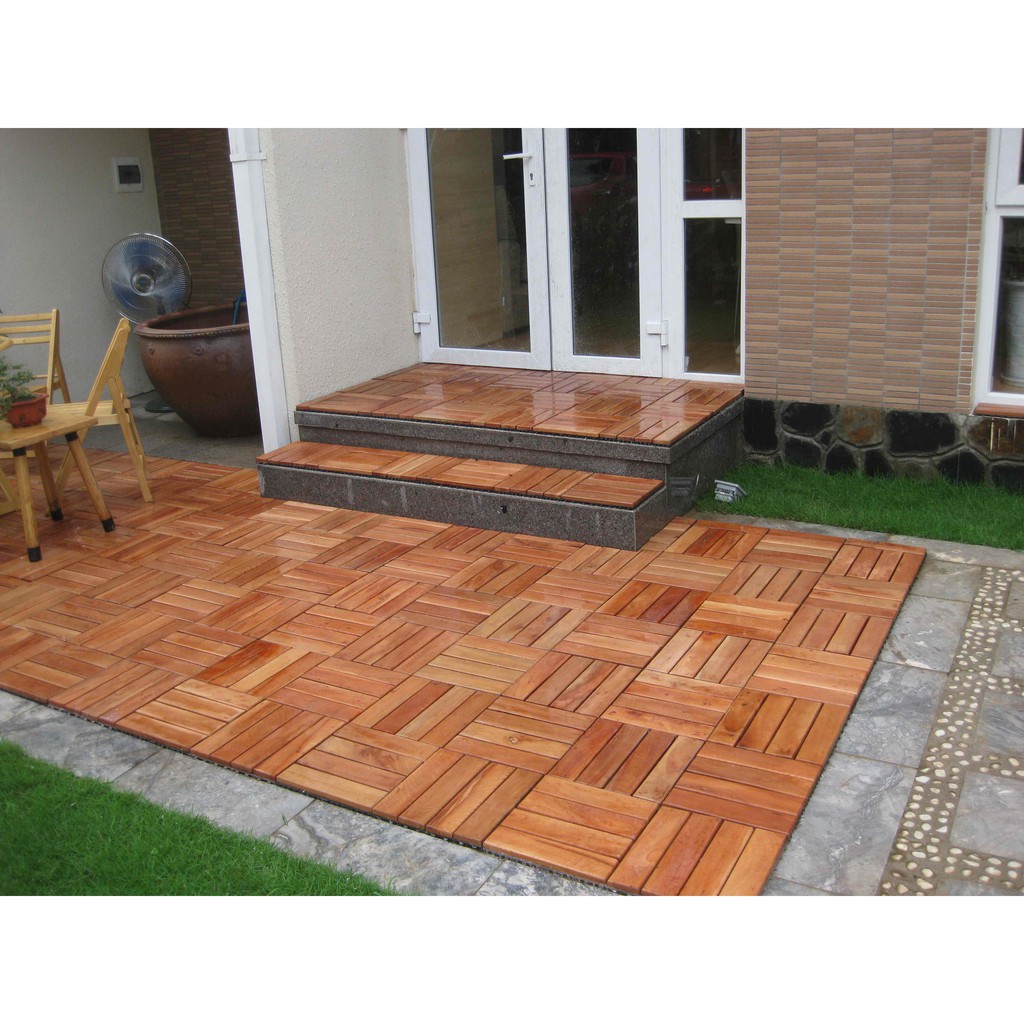 Sàn gỗ lót ban công (30x30x2.5cm, 1m2=11vỉ) - sàn gỗ vỉ nhựa ban công - sàn gỗ sân vườn - sàn gỗ ngoài trời - ikea
