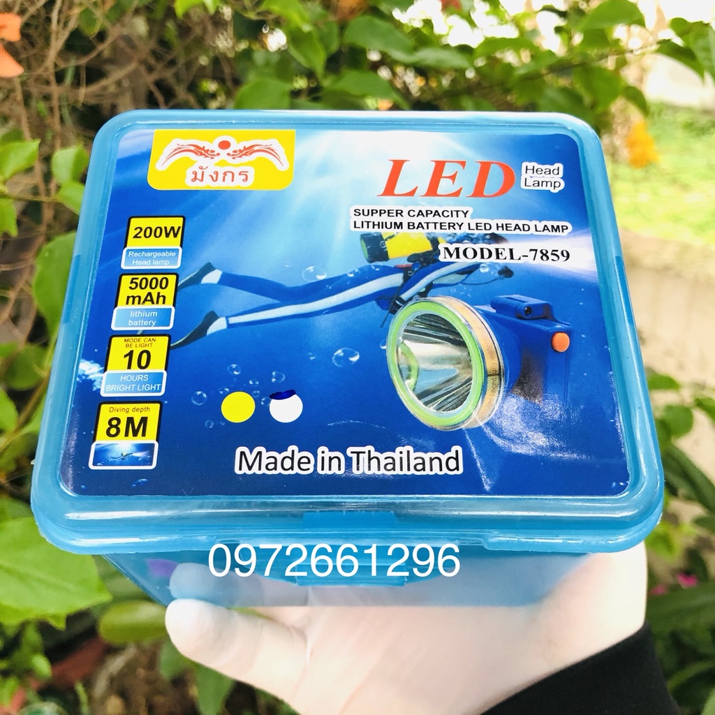 [ 200W] Đèn Đội Đầu Chống Nước 7958 Made In Thái Lan Siêu Sáng, Bền Bỉ Đi Lặn-Đồng-Mỏ