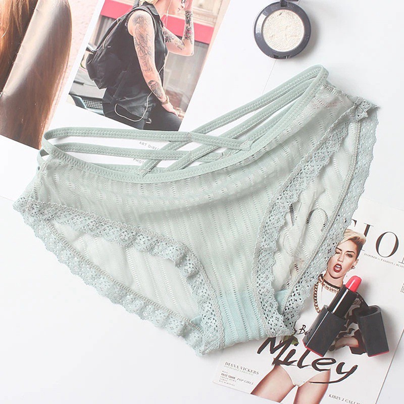 Quần Lót Ren Hoa Lưng Thấp Thiết Kế Dây Đan Chéo Quyến Rũ