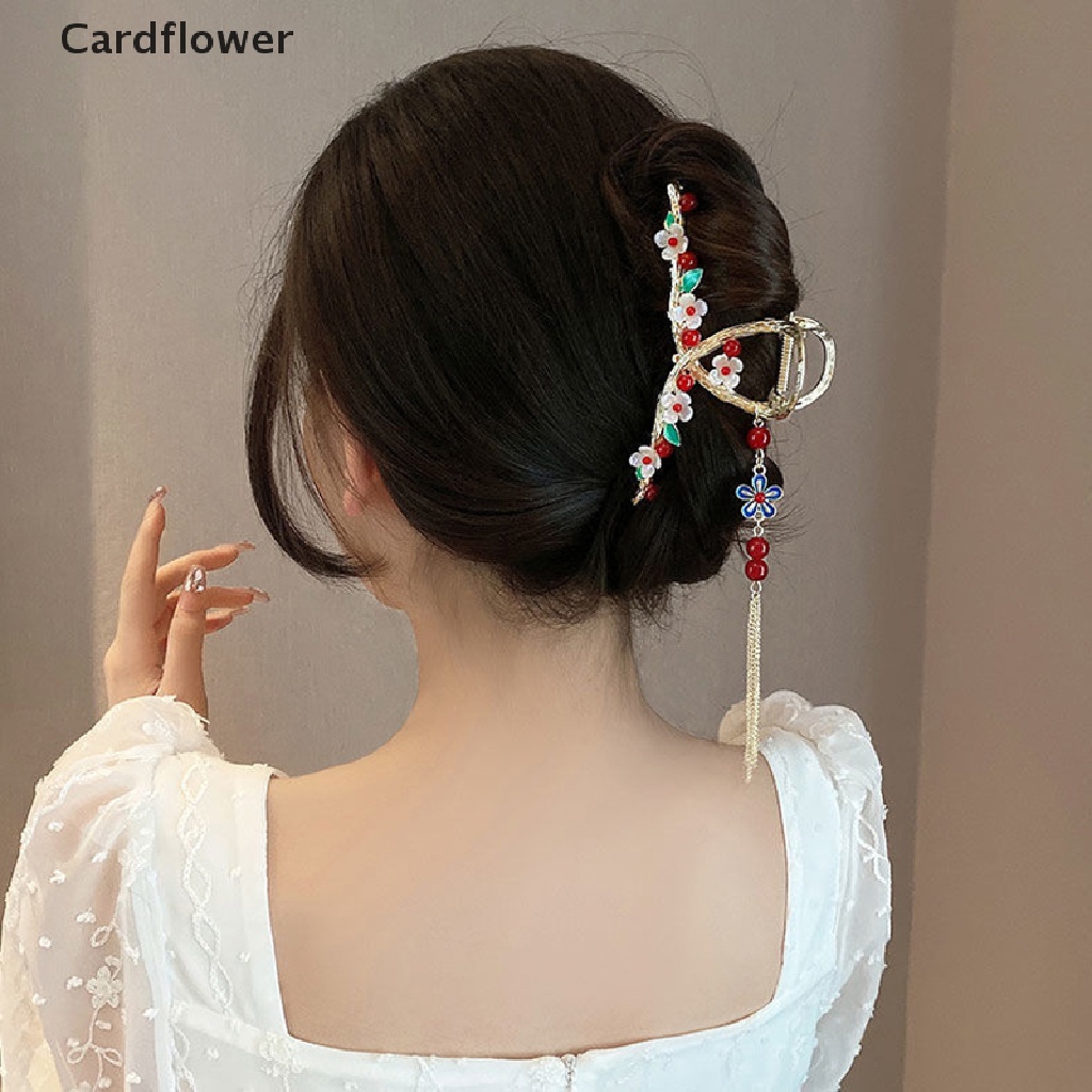 < Cardflower > Kẹp Tóc Càng Cua Hoa Hợp Kim Đính Ngọc Trai Phong Cách Trung Quốc Retro Cho Nữ