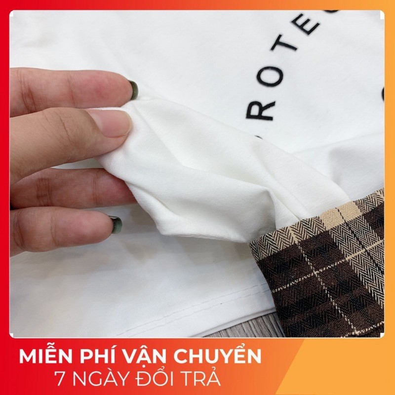 Sét Áo Tim Trắng Mix Cvay Kẻ Nâu Siêu Hót [ 𝐅𝐑𝐄𝐄 𝐒𝐇𝐈𝐏 ] Áo Chất Cotton Tàu L1 Cực Đanh Đẹp Mát