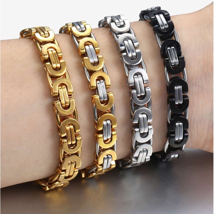 Lắc tay nam INOX mạ vàng mẫu ziczac nhiều màu -  LN038