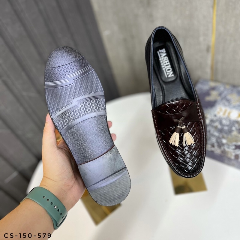 Giày Cưới , giày Loafer Da bò Đế Phíp - Bảo hành 12 tháng CS-150