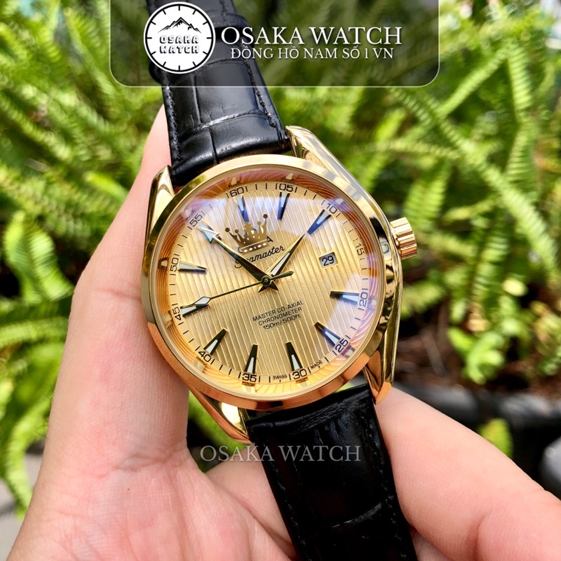 Đồng Hồ Cơ Nam Golden Automatic Dây Da Máy Nhật Lịch Ngày Chống Nước Cao Cấp