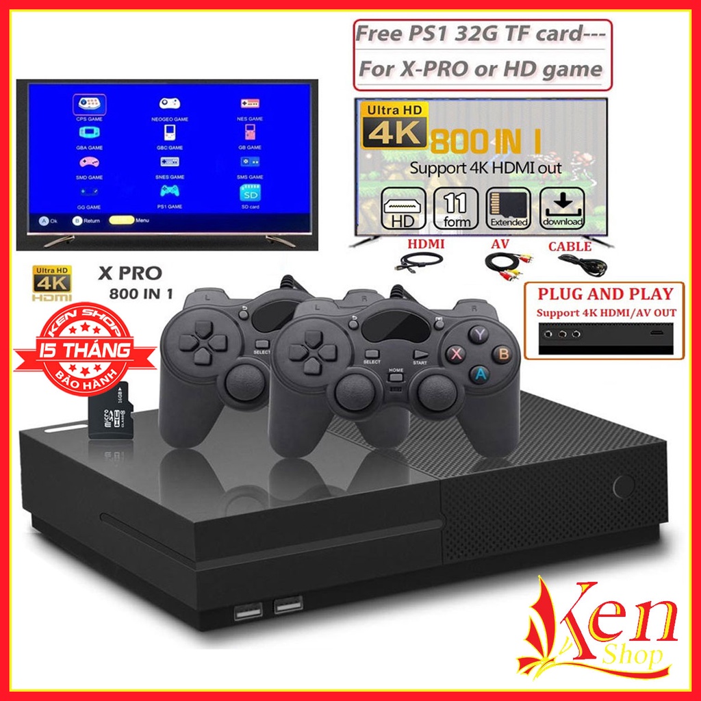 Máy Chơi Game Điện Tử X Pro 800 In 1 Kết Nối Ti Vi HDMI/AV Cho Hình Ảnh Cực Nét - Tay Cầm Chơi Game Siêu Nhạy