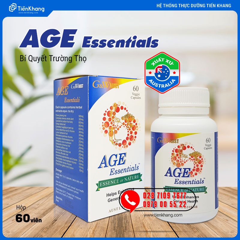 Age Essentials - Bí quyết trường thọ - viên uống thảo dược giúp tăng cường sức khoẻ toàn diện