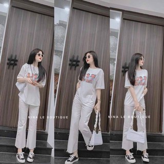 Set quần trắng áo thun trắng