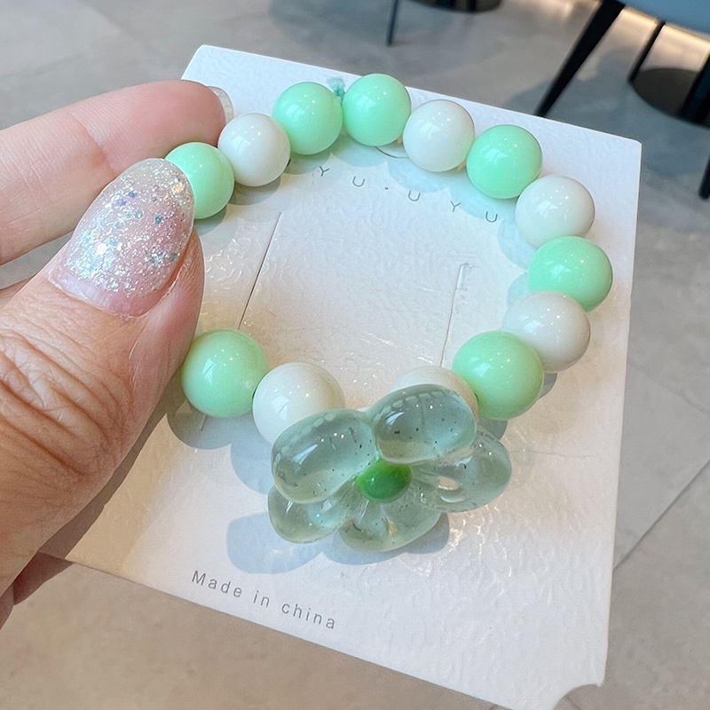 Dây Buộc Tóc Đính Hạt Co Giãn Cao Phong Cách Nhật Hàn Cho Bé Gái