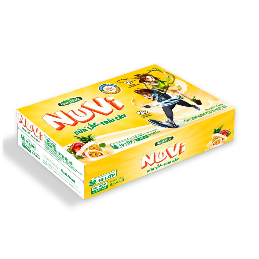 Hộp NuVi Sữa Lắc Trái Cây Hương Cam/ Trái Cây Nhiệt Đới 180ml - Thương Hiệu NUTIFOOD - YOOSOO MALL