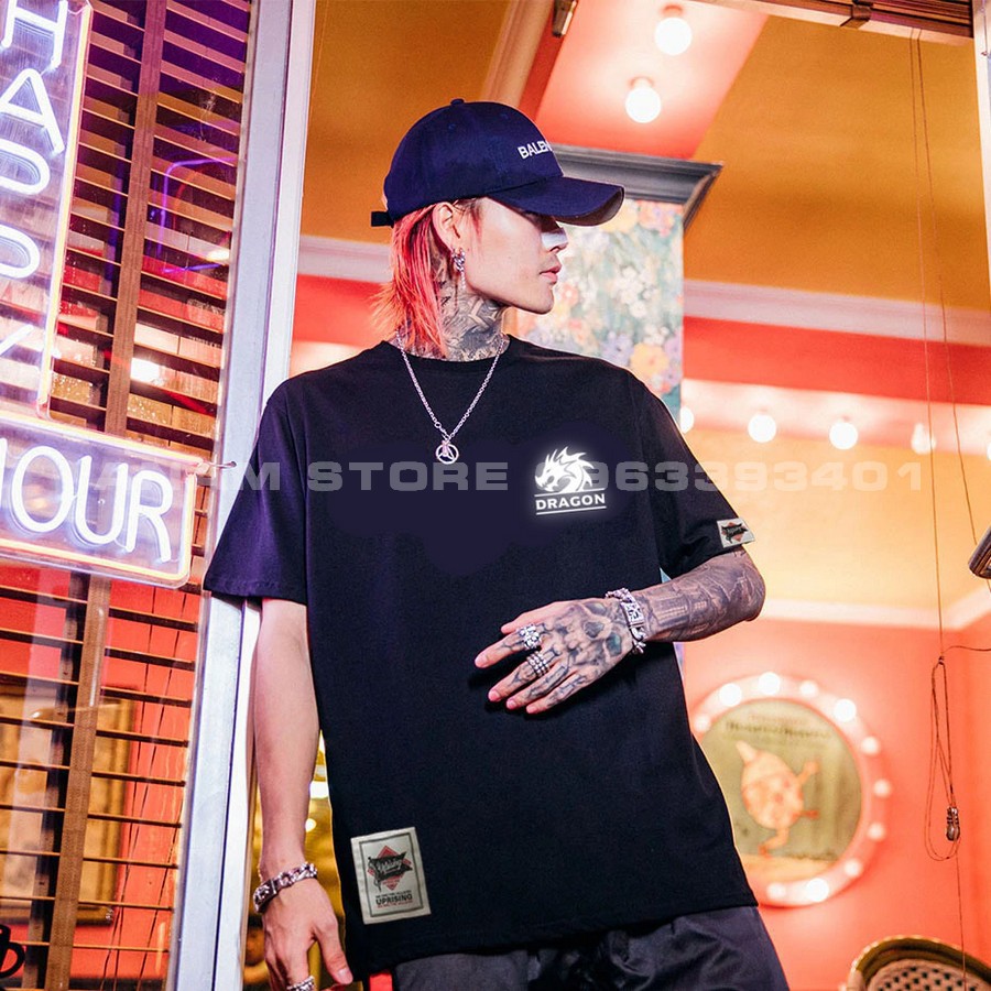 Áo thun Phản Quang Tay Lỡ Nam Nữ Rồng Bạc