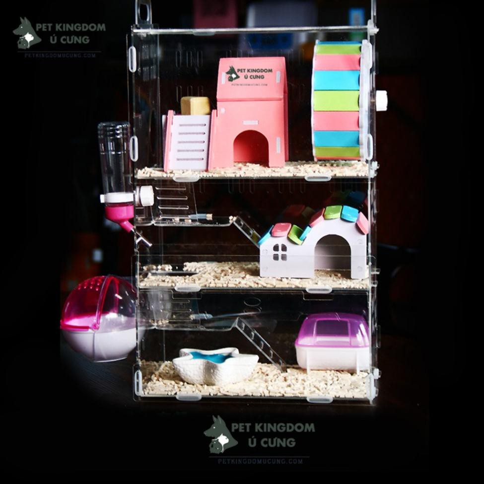 linh123 Lồng mica hamster kèm phụ kiện