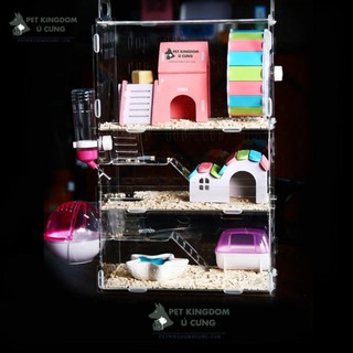 Linh123 Lồng mica hamster kèm phụ kiện