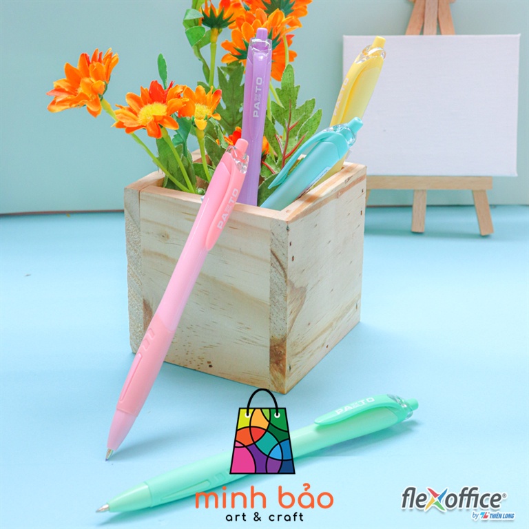 BỘ 5 BÚT GEL B MÀU PASTEL THIÊN LONG FLEXOFFICE PAZTO FO-GELB039/VN - MỰC XANH (5 CÂY), 0.6MM