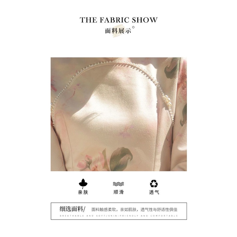 Sườn Xám Cách Tân Tay Dài Chất Da Lộn Thời Trang Thu Đông Mới 2021 Cho Nữ