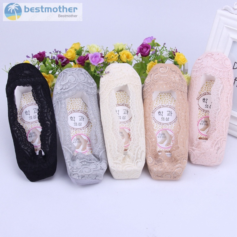 Đôi vớ cổ ngắn phối ren chống trượt kiểu dáng thời trang cho nữ