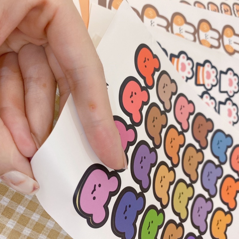Miếng dán sticker số ,gấu , thỏ, chân mèo chống nước trang trí nhân vật hoạt hình cute dễ thương