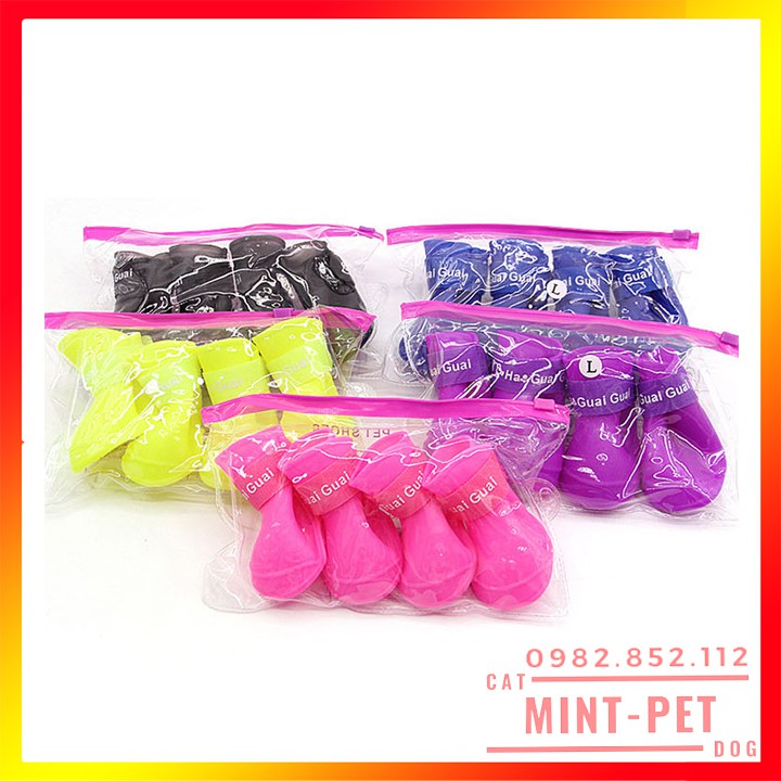 Bộ 4 Chiếc Ủng Cao Su - Giầy Cho Thú Cưng #MintPet