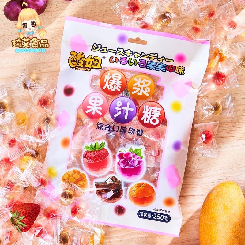 1 TÚI 125G KẸO THẠCH NHÂN CHẢY VỊ HOA QUẢ DẺO DAI THƠM NGON ĂN VẶT NỘI ĐỊA