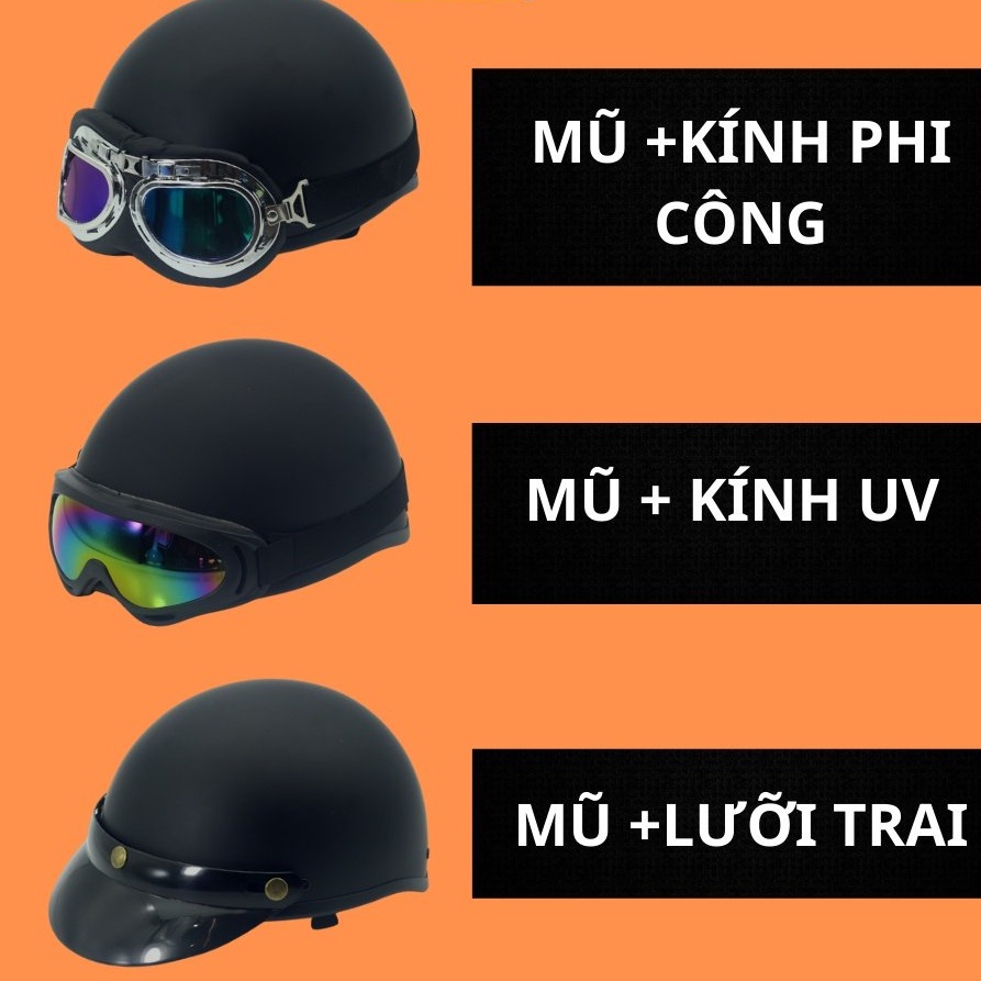 Mũ Bảo Hiểm Nửa Đầu TRƠN nhiêu màu dễ lựa chọn