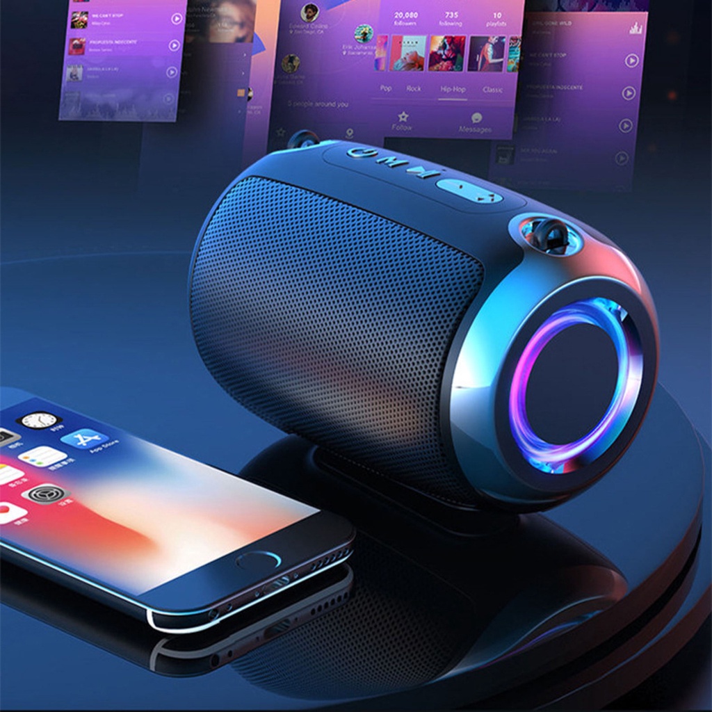 Loa bluetooth bass mạnh S1 có đèn led RGB thay đổi liên tục, Loa di động Pin siêu trâu 3000mah
