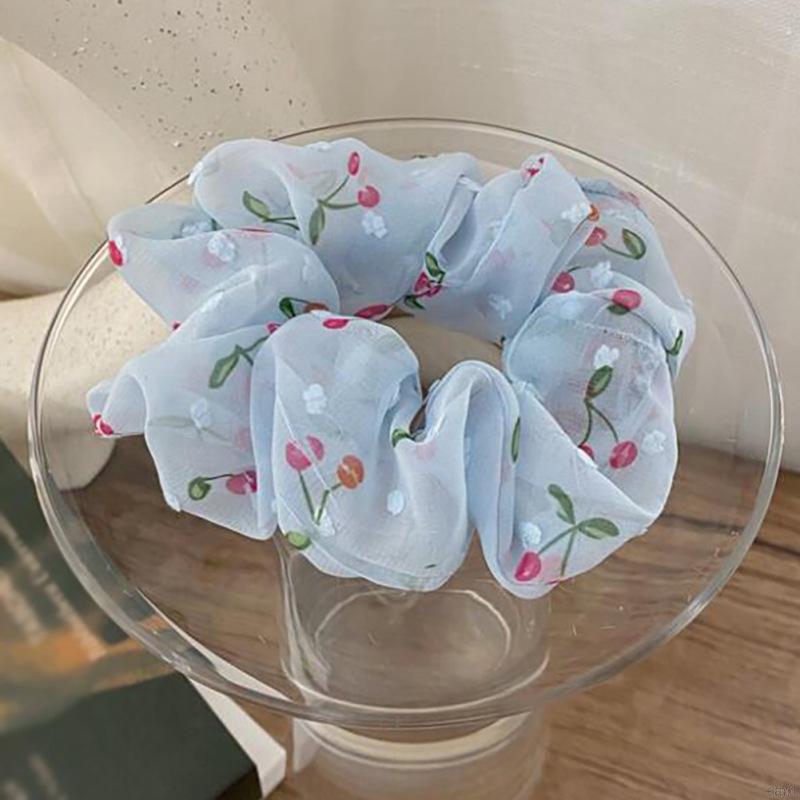 Dây buộc tóc họa tiết hoa phong cách Hàn Quốc cho nữ