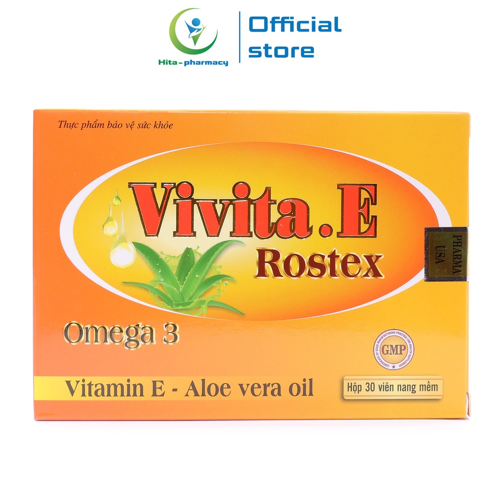 Viên uống đẹp da Vivita E HDPHARMA bổ sung Vitamin E, Omega 3 - 30 viên [Vivita. E Rostex Vàng]