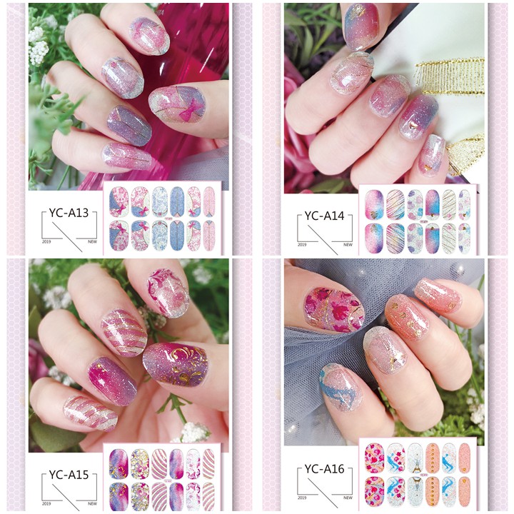 Bộ dán móng tay nail sticker gồm 12 móng, không thấm nước, có độ đàn hồi tốt Phần 1 YC