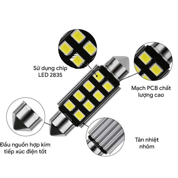 Bóng LED trần xe hơi F2835-8 kích thước 36mm