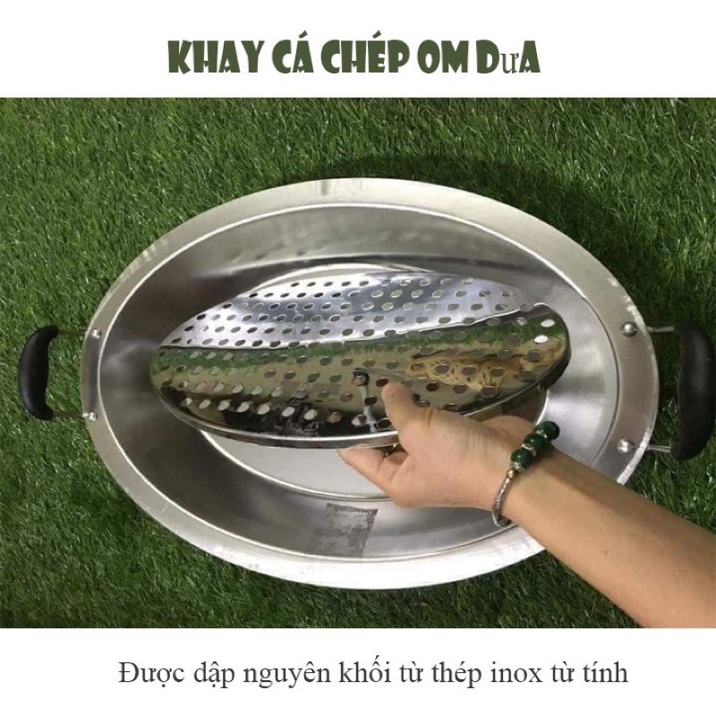 KHAY OM CÁ INOX- khay lẩu cá inox cao cấp(kèm theo vỉ)