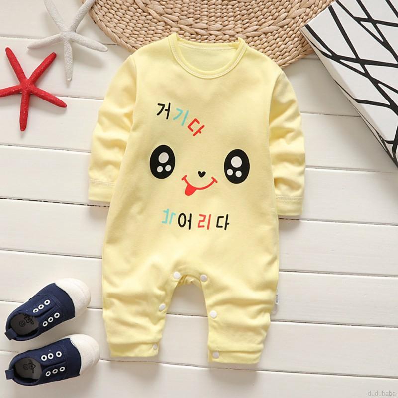 Áo thun tay dài liền quần in hình động vật đáng yêu cho bé trai