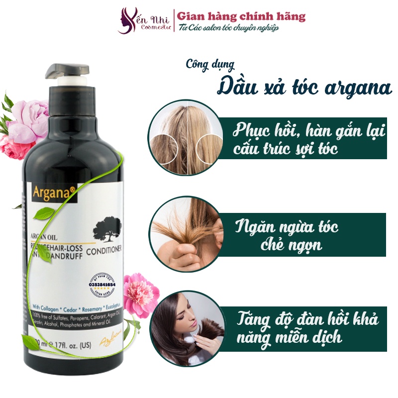 Argana dầu gội ngăn gàu argana argan oil dưỡng ẩm sâu 500ml, Mỹ phẩm tóc yến nhi DG29