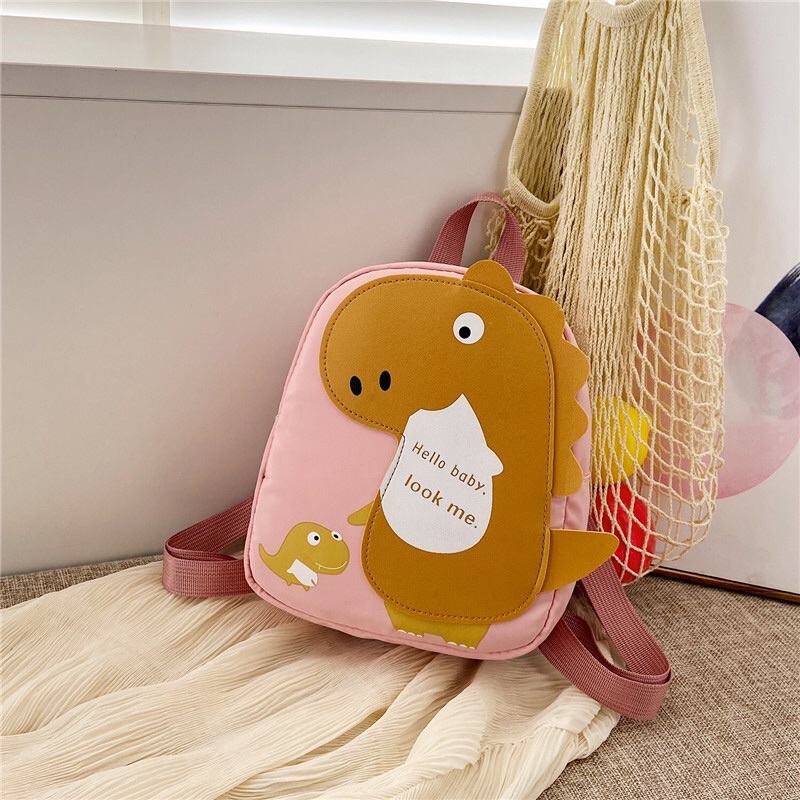 [XẢ] Ba lô sz nhỡ hình khủng long ngộ nghĩnh ngộ nghĩnh đáng yêu cho bé chất liệu vải dù không thấm nước