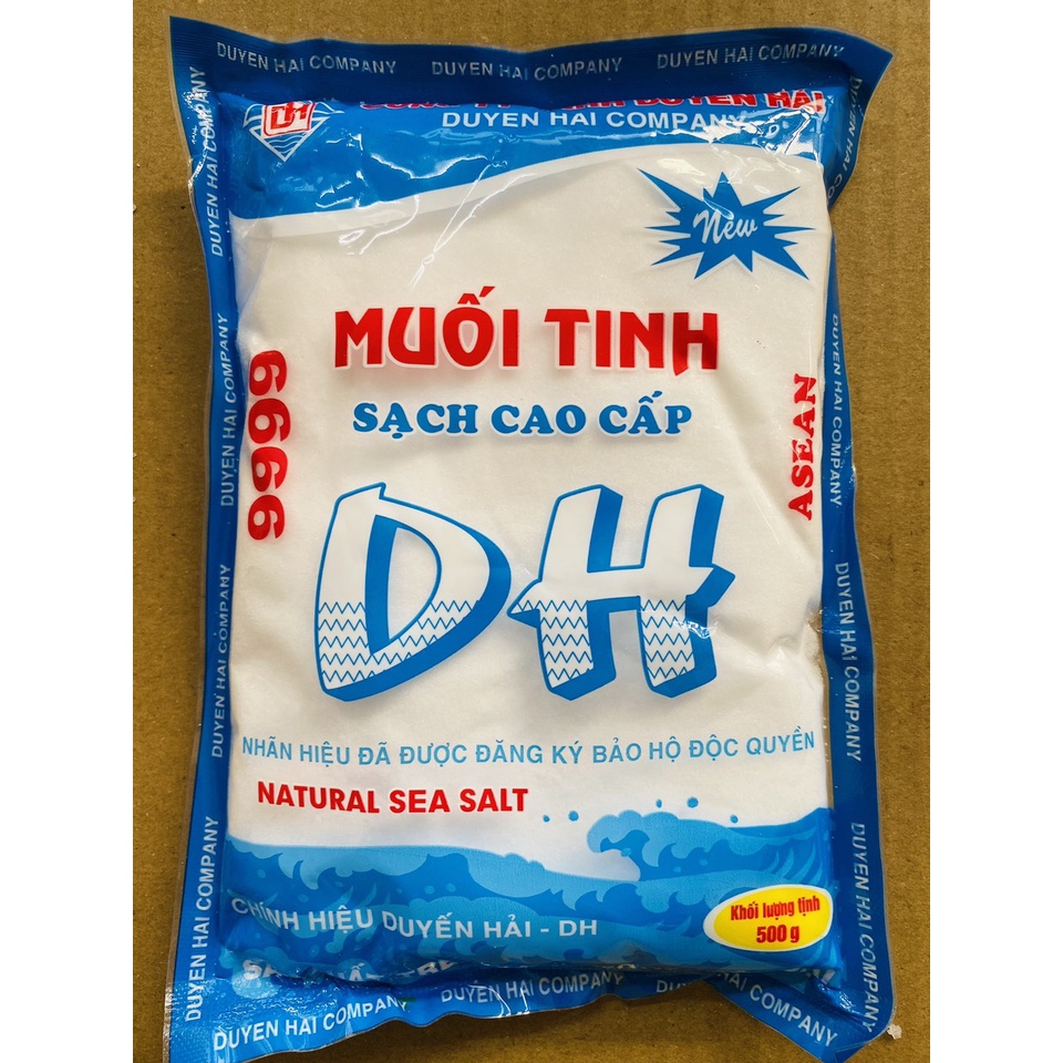Muối sạch cao cấp chính hiệu Duyên Hải sản xuất trên công nghệ hiện đại: Muối hạt 1kg, Muối tinh 500g
