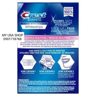 Miếng dán trắng răng Crest ❤️ Miếng dán răng Crest 3D White 1 Hour Express/Whitestrips Gentle Routine