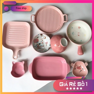 Bát Ăn Cơm Bộ Bát Đĩa Sứ Decor Chén Dĩa Dễ Thương Cute Cao Cấp V14