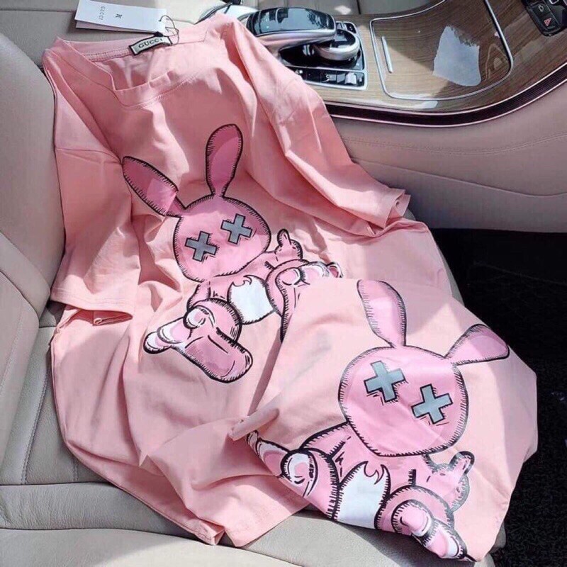 Áo thun tay lỡ dáng Unisex form rộng phong cách Ulzzang hình thỏ 3 màu