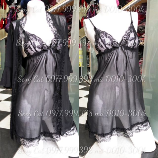 Set váy ngủ đầm ngủ kèm áo choàng sexy gợi cảm