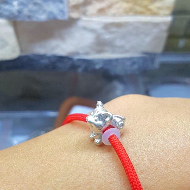 Vòng tay chỉ đỏ mix bạc 12 con giáp S999