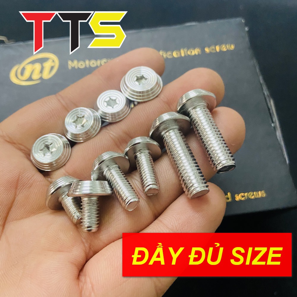 ỐC INOX SALAYA THÁI MẪU MỚI ĐẦU DÙ SỬ DỤNG CHO XE MÁY HONDA, YAMAHA ( 6LY- 8LY )