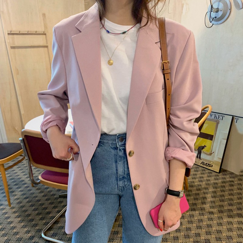 Áo Khoác Blazer Hồng Trơn Dory&Pony BASIC KOREAN STYLE - AK112
