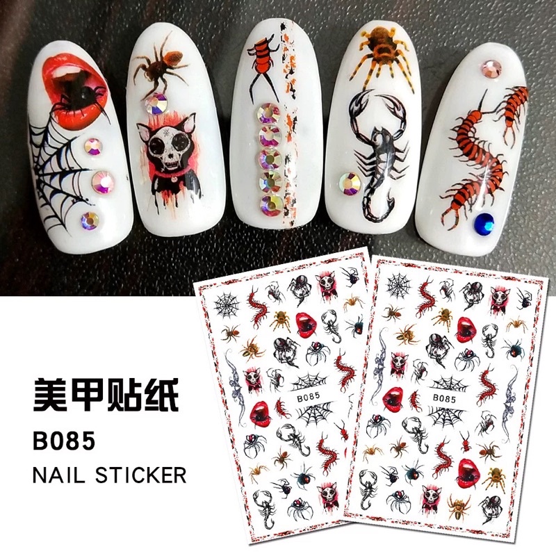 sticker halloween 3d dán móng tay nail