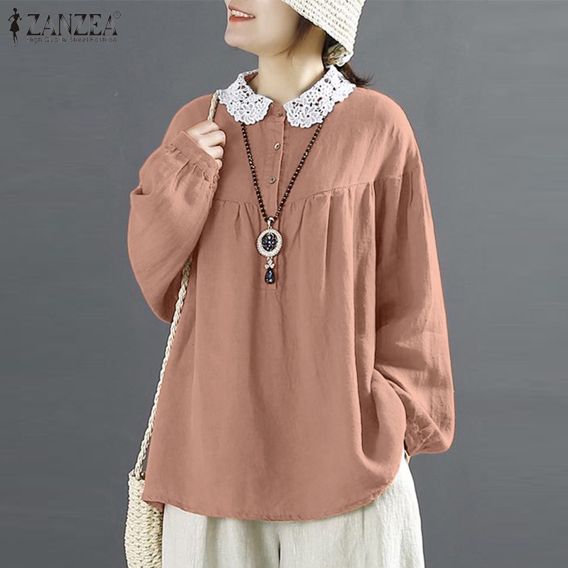 Áo ZANZEA dài tay phối ren gợi cảm cho nữ