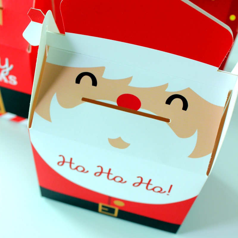 Hộp đựng bánh kẹo in hình ông già Noel trang trí bữa tiệc dịp lễ Giáng Sinh năm mới