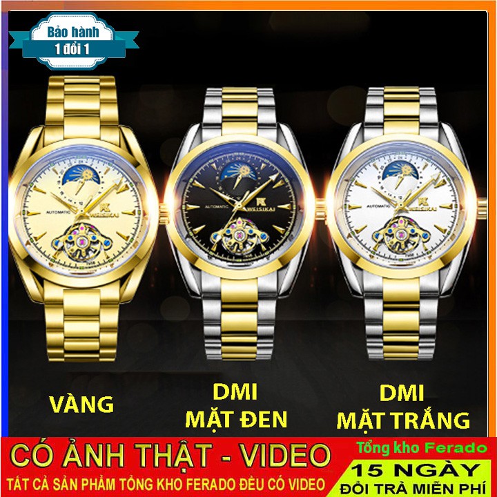 Đồng Hồ Cơ Nam Dây Thép Đặc QUAY FULL KIM Weisikai BH 1 ĐỔI 1