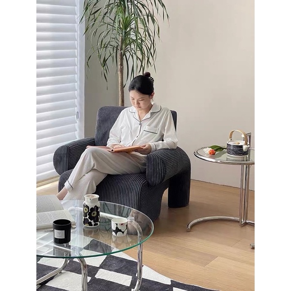 Ghế sofa đơn Lambswool vải nhung nhiều màu phong cách wabi sabi Bắc Âu