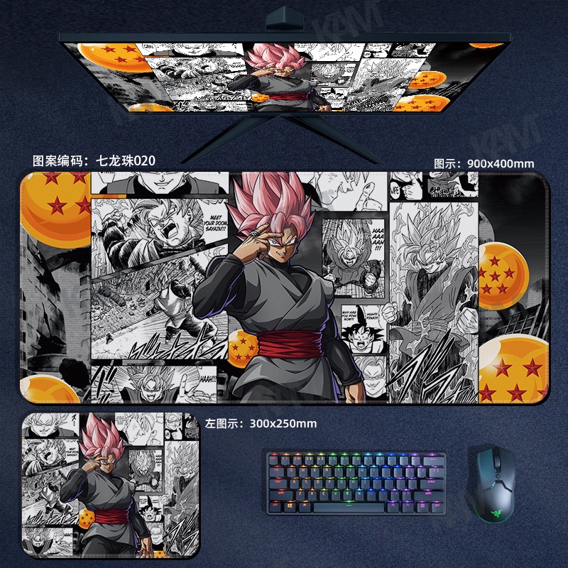 Kam DRAGON BALL Z Tấm lót chuột chơi game lớn dày 800mmx300mm Tấm lót bàn máy tính không thấm nước Tấm lót chuột HD In ấn văn phòng Bàn phím chuột Trang trí phòng