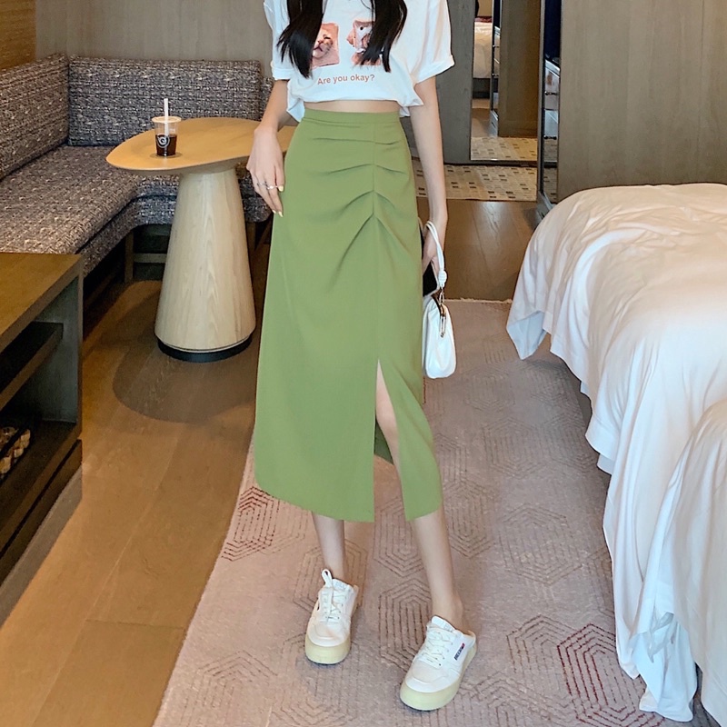 Chân Váy Nhún Xẻ Trước