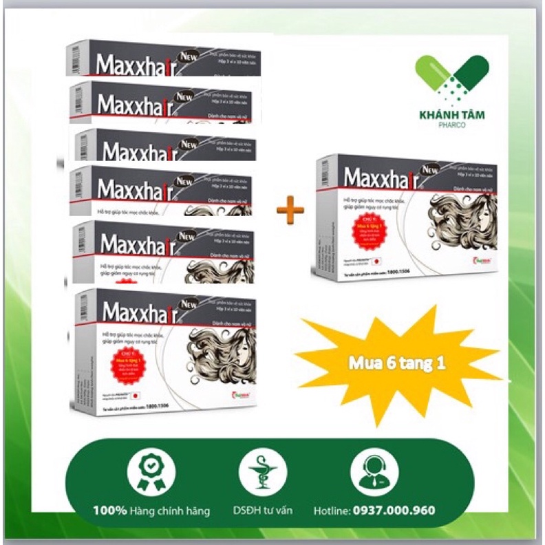 7 hộp MAXXHAIR 30 viên (Đã cào tem) -Rụng tóc, mọc tóc, biotin, maxx hair