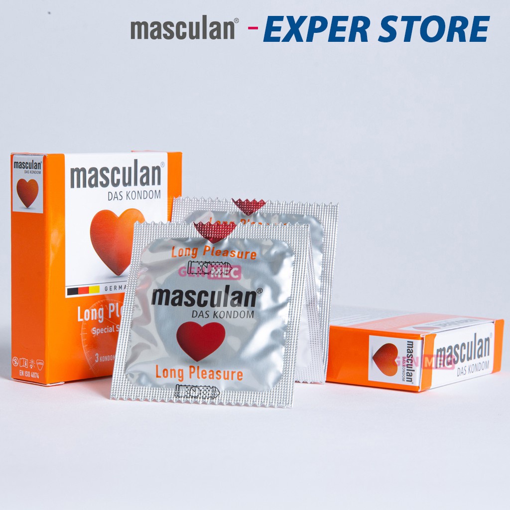 Bao cao su Masculan Long Pleasure, bcs siêu mỏng có gân và chấm hạt kéo dài thời gian